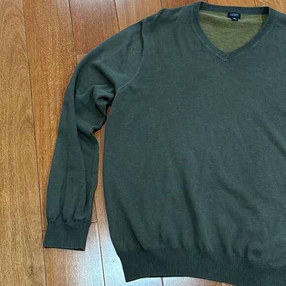 J. Crew Heathered Green Vintage Look 100% Cotton V-Neck Sweater Men's XL - Picture 4 of 9